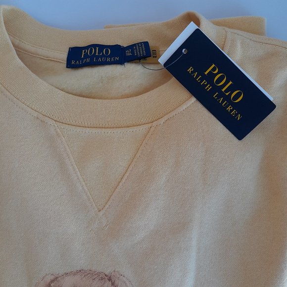 Polo Ralph Lauren Men's  1XB Yellow Summer Bear Crewneck Fleece Sweatshirt New - Picture 7 of 13